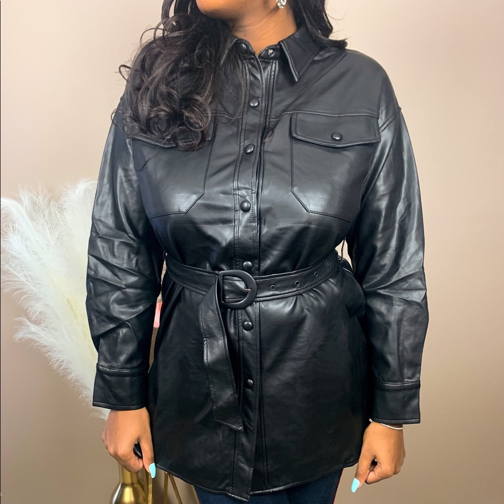 Black Faux Leather Tunic